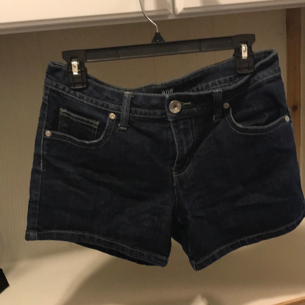 Dark wash denim shorts